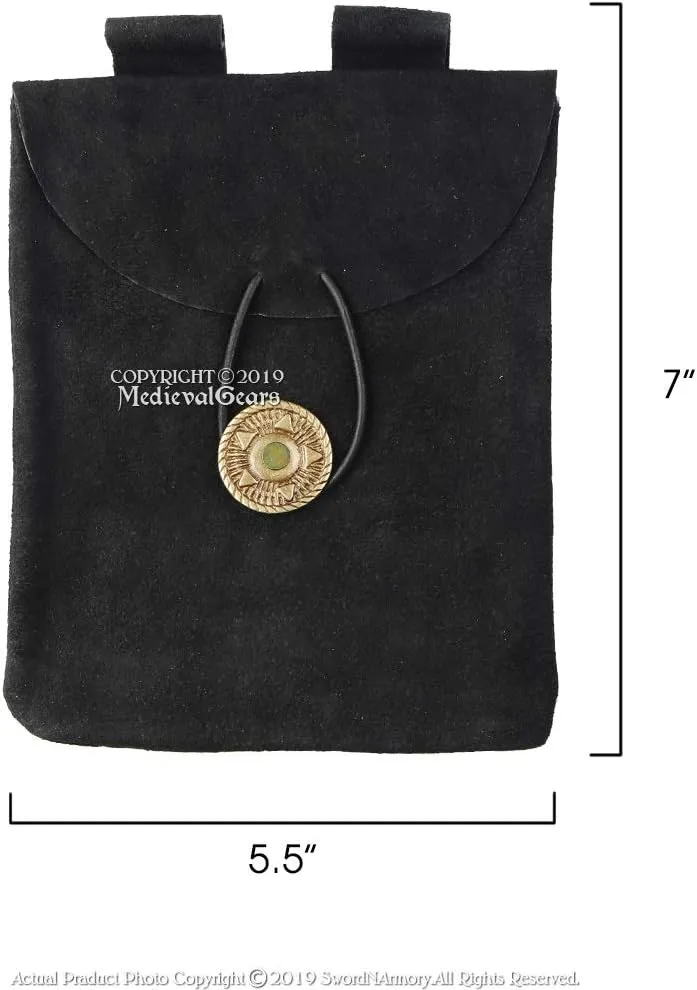 Multiple Colors Medieval Renaissance Fair Costume Suede Leather Pouch Satchel Bag LARP SCA