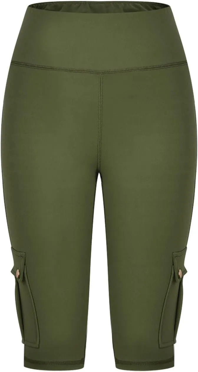 NaRHbrg Womens Workout Shorts Butt Lifting Yoga Running Biker Leggings with Pockets High Waisted Booty Cargo Shorts