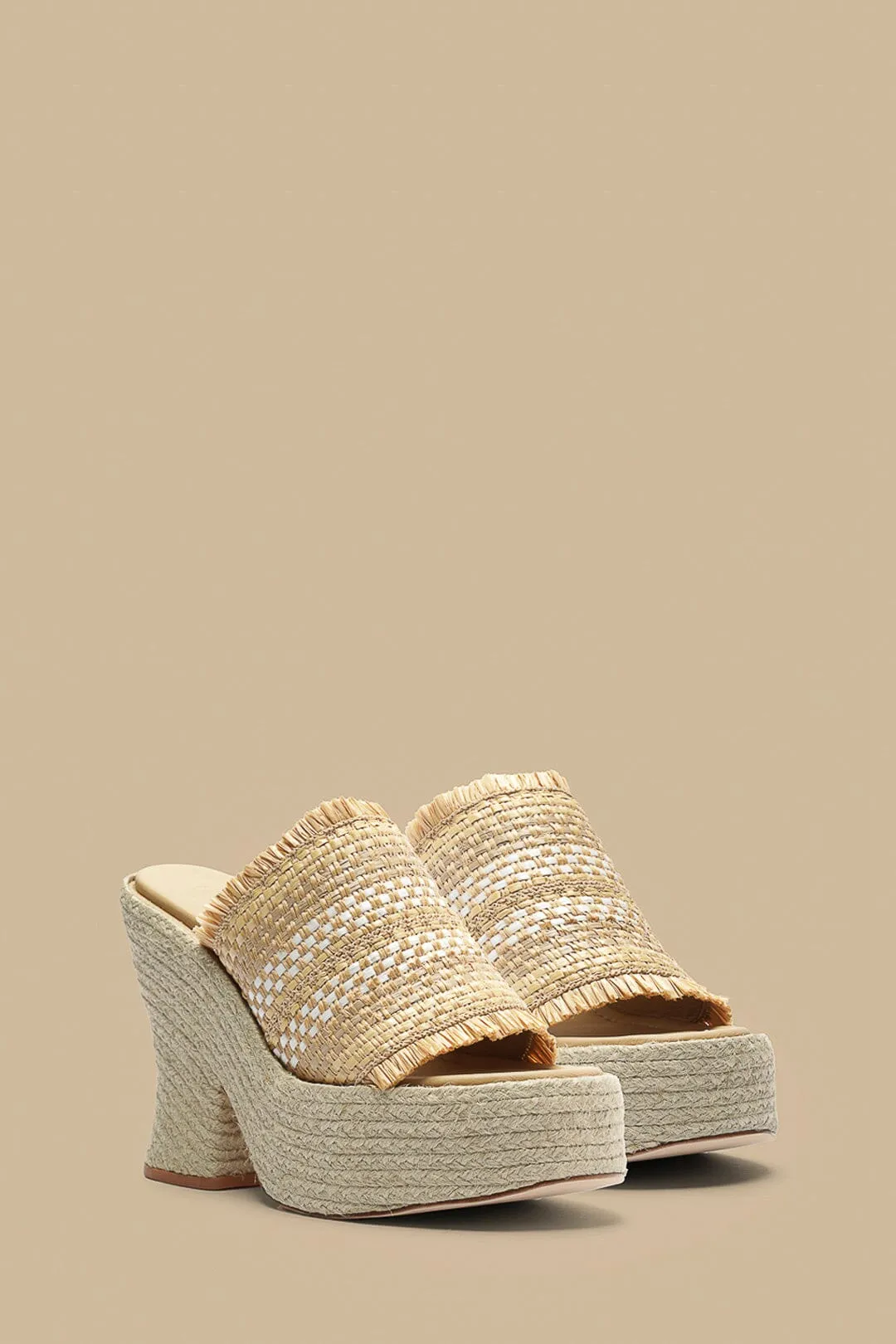 Natural Weaved Raffia Platform Sandal