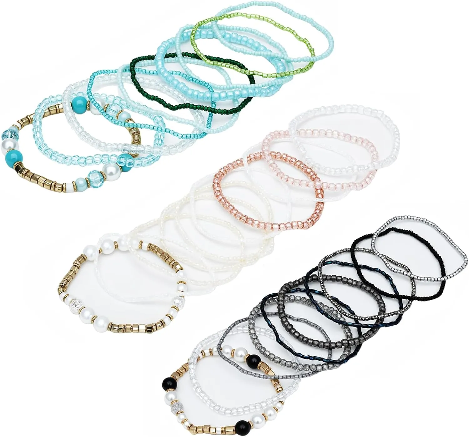 NEWITIN 3 Pieces Healing Bracelet for Women Gemstone Beaded Bracelets Crystal Beaded Bracelet Relieve Stress Natural Stone and Quartz Crystals Jewelry Inspirational Gifts for Birthday