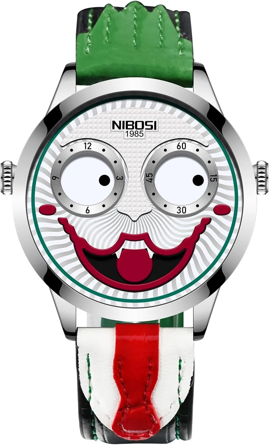 NIBOSI Watches for Men Analog Quartz Clown Dial Wrist Watches Unique Weird Fashion Cool Watch Waterproof Leather Strap Men's Watches