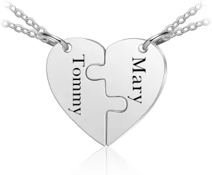 Nobelook Personalized Heart Puzzle Chain Bracelets - Three Friendship Bracelets Matching Bracelets Bracelet Gift Set for Women