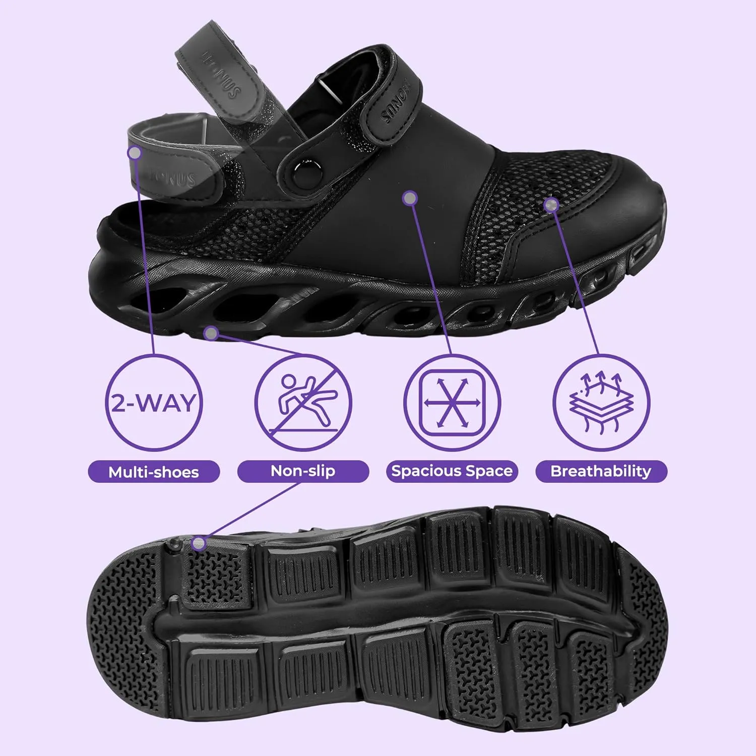 Nursing Shoes Woman and Man Cooling Sandle Black us footwear size for adult women width medium