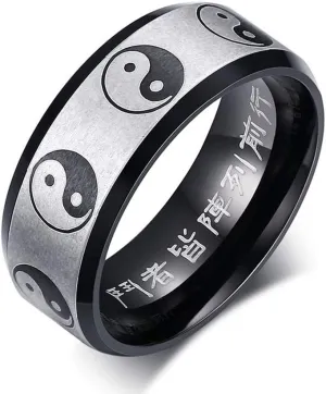 OIDIMS Yin Yang Band Rings for Men Women Chinese Style Ring Tai Chi Mid Knuckle Finger Fashion Personalized Jewelry Beveled Edge Cool Style Punk Hypoallergenic Stainless Steel Comfort Fit Boyfriend