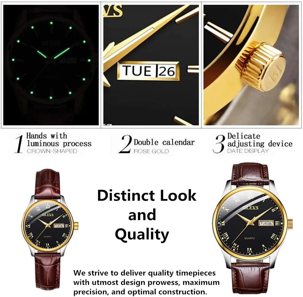 OLEVS Watch for Men Stainless Steel Business Dress Analog Quartz Men Watch Large Face Day Waterproof Luminous Classic Wrist Watch