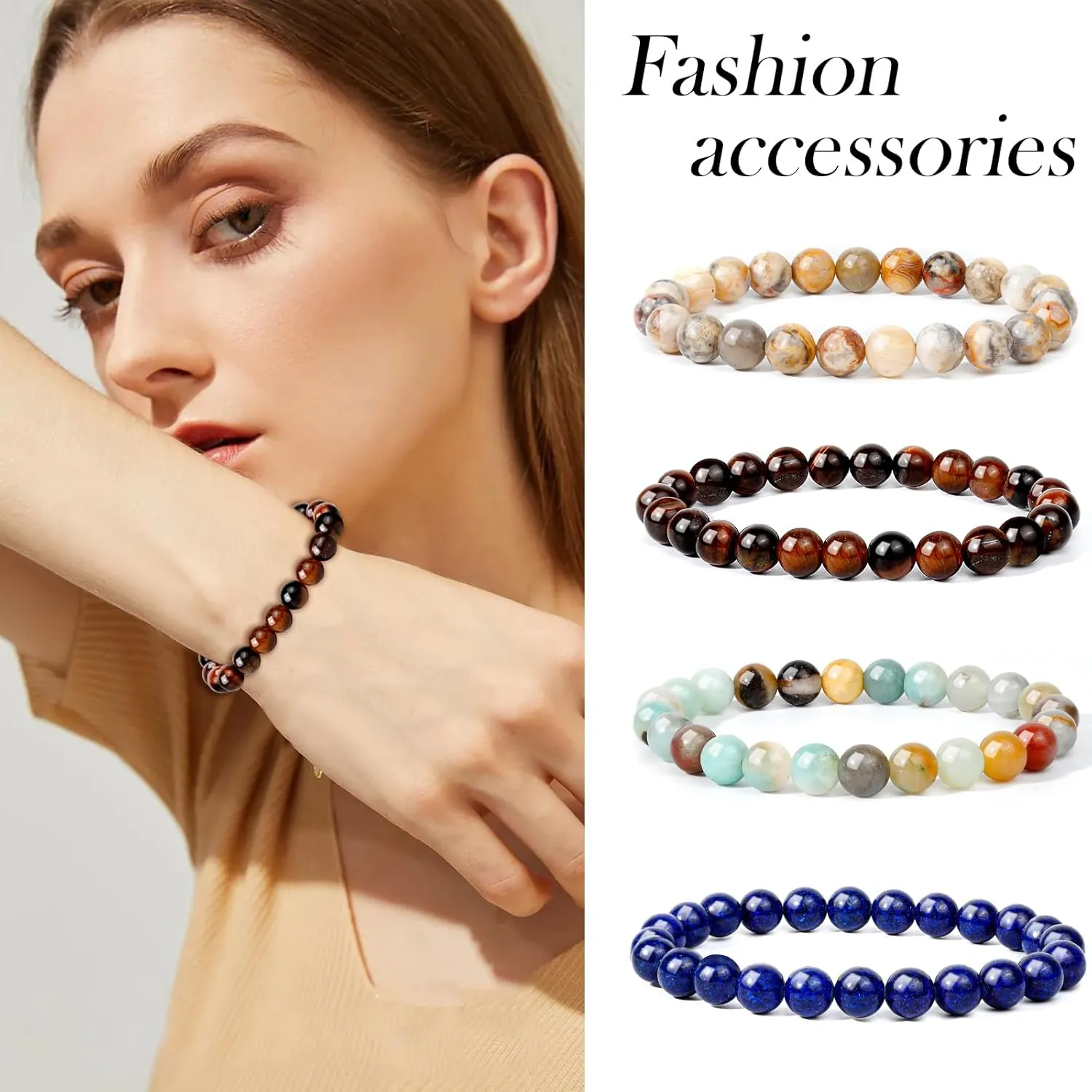 ONESING 2-12 Pcs Chakra Bracelets for Women Rock 7 Chakras Crystals and Healing Stones Bracelets 8mm Crystal Bracelets Yoga Beaded Bracelets for Women Men Essential Oil Diffuser