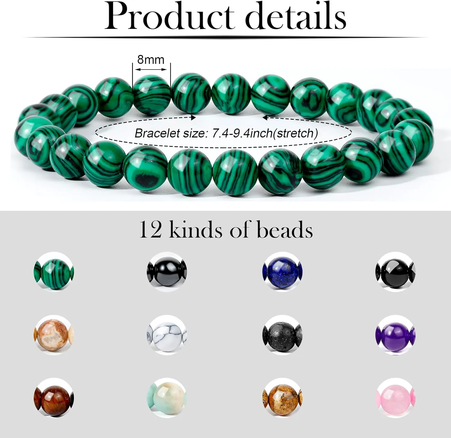 ONESING 2-12 Pcs Chakra Bracelets for Women Rock 7 Chakras Crystals and Healing Stones Bracelets 8mm Crystal Bracelets Yoga Beaded Bracelets for Women Men Essential Oil Diffuser