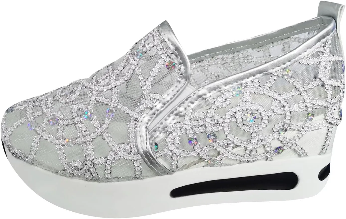 Orthopedic Shoes for Women Platform Wedge Fashion Embroidery Floral Mesh Air Chunky Sole Hidden Breathable Walking Shoes