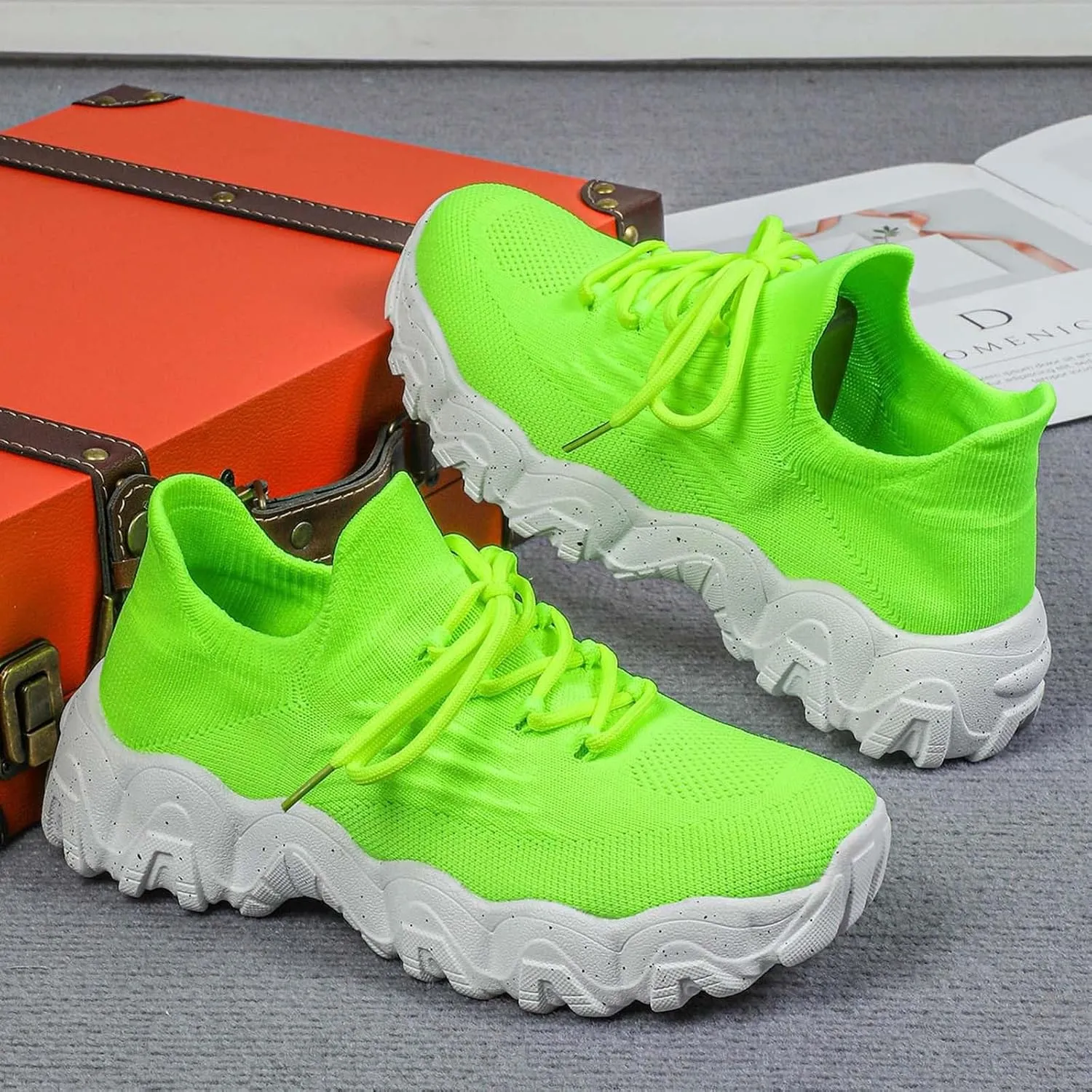 Orthopedic Walking Shoes for Women, Women Mesh Breathable Non-Slip Casual Shoes, Lace Up Athletic Shoes Arch Support