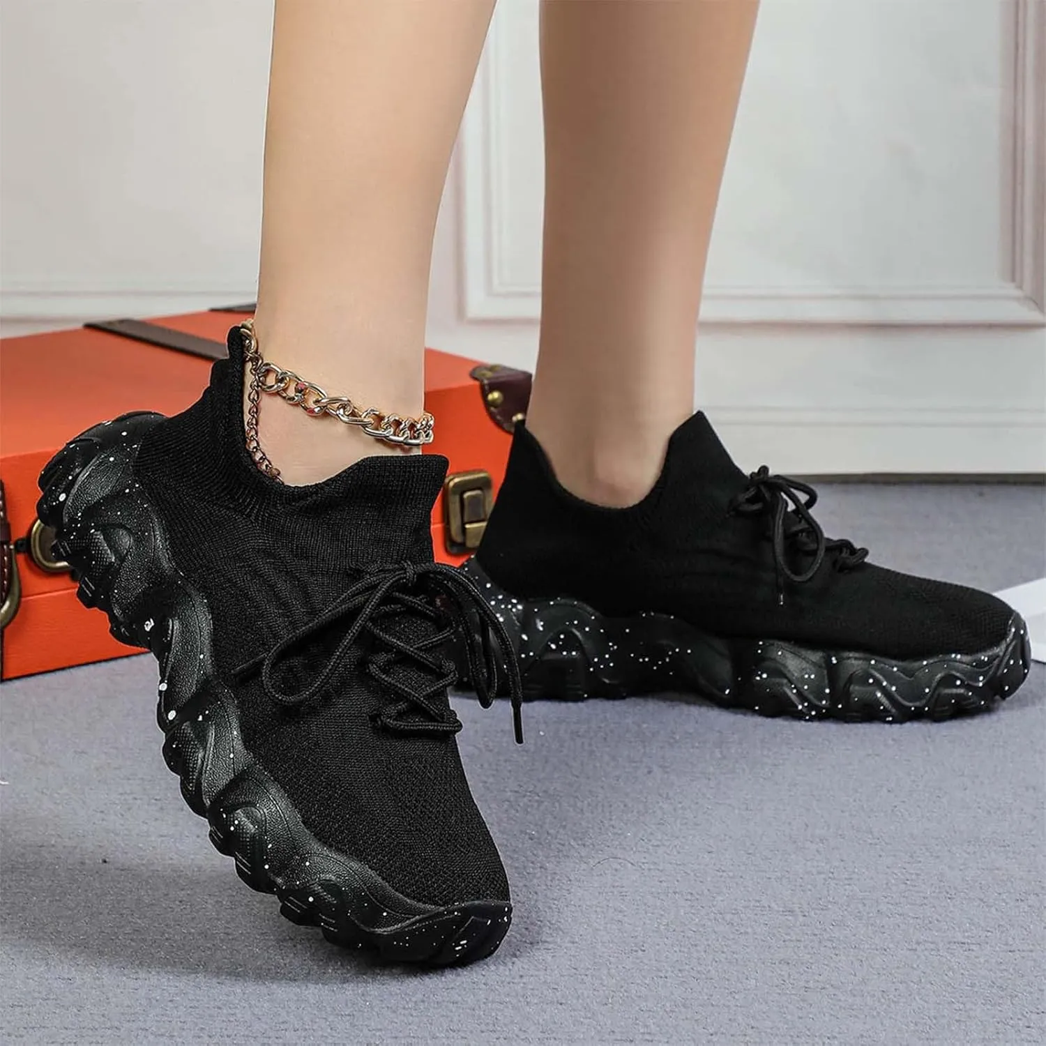 Orthopedic Walking Shoes for Women, Women Mesh Breathable Non-Slip Casual Shoes, Lace Up Athletic Shoes Arch Support