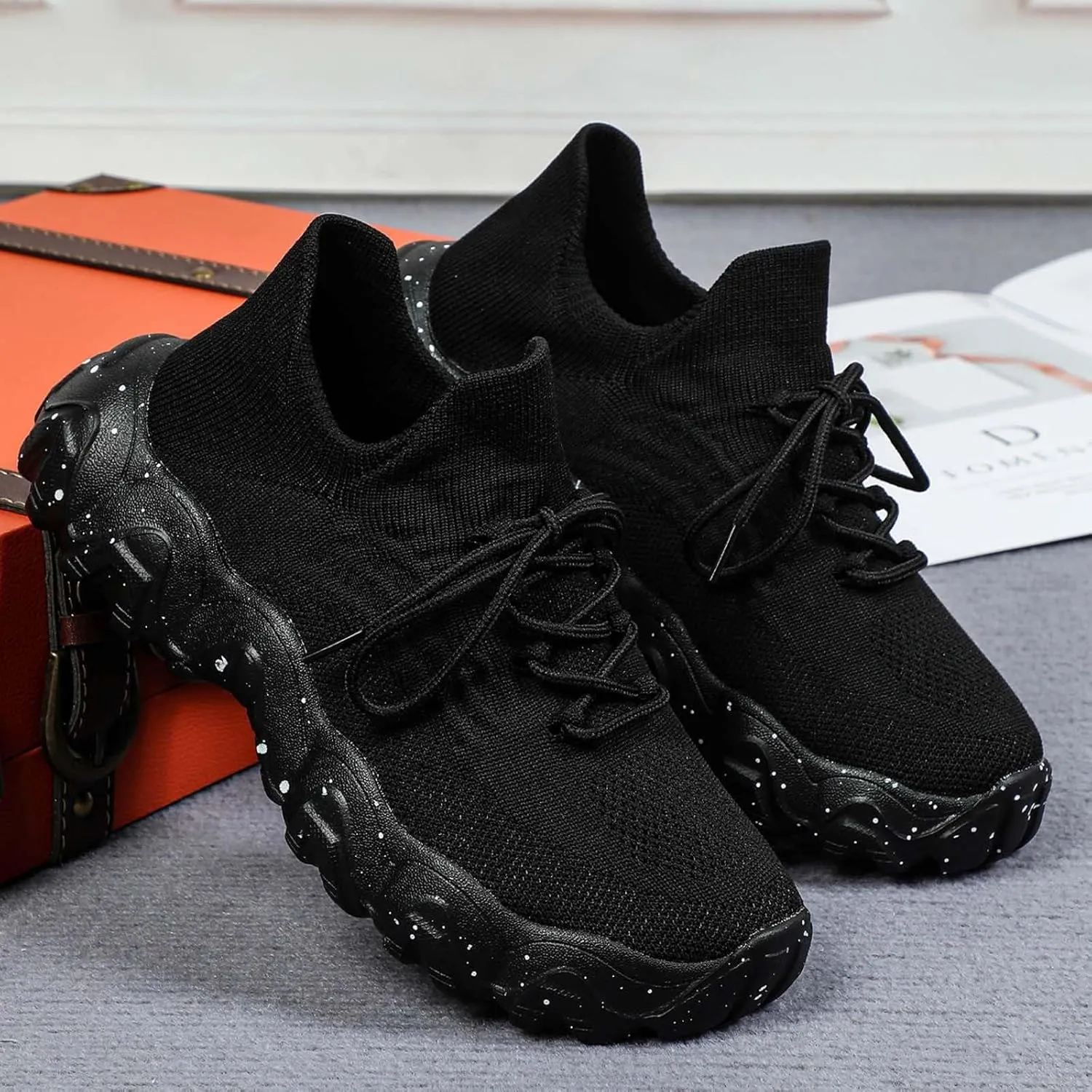 Orthopedic Walking Shoes for Women, Women Mesh Breathable Non-Slip Casual Shoes, Lace Up Athletic Shoes Arch Support