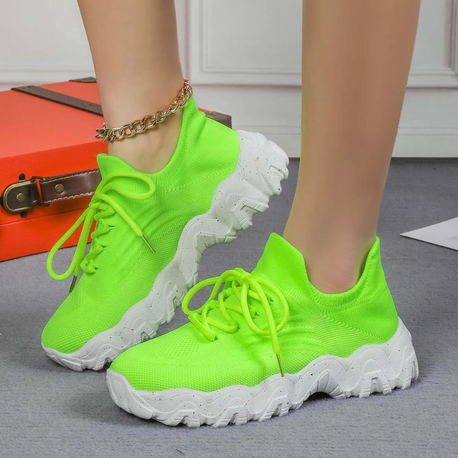 Orthopedic Walking Shoes for Women, Women Mesh Breathable Non-Slip Casual Shoes, Lace Up Athletic Shoes Arch Support