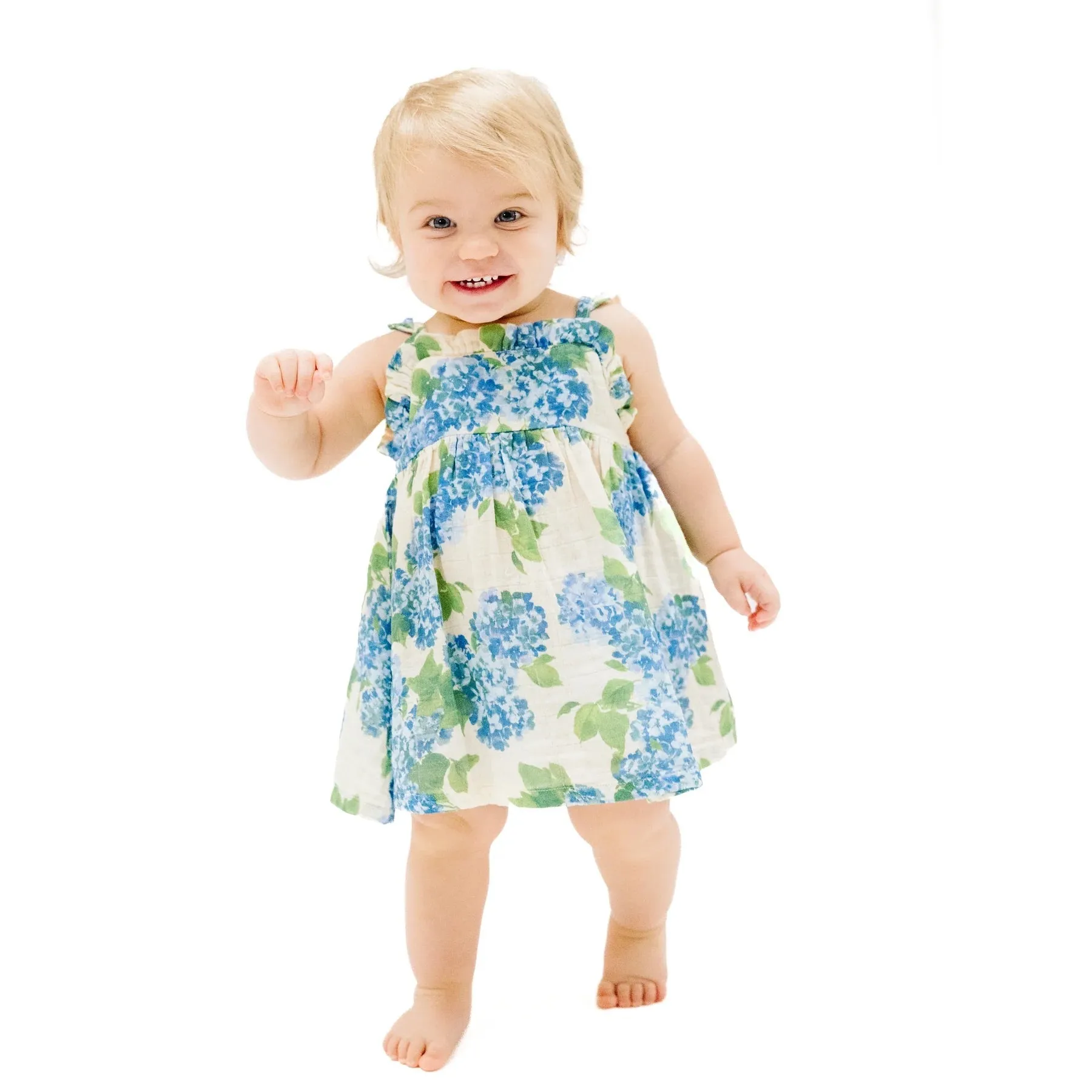 Paperbag Ruffle Sundress Watercolor Hydrangeas