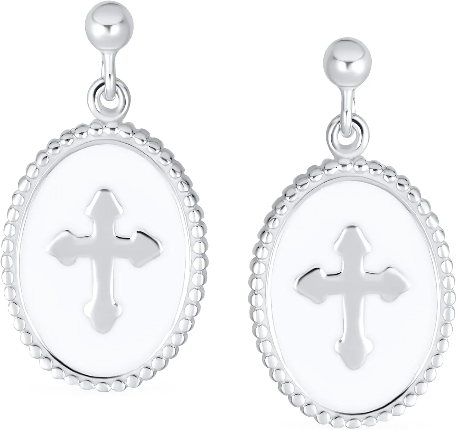 Pave Cubic Zirconia CZ Ancient Religious Masonic Knight Templar Fleur De Lis Maltese Cross Huggie Hoop Stud Earrings Pendant For Women Teens Interchangeable Charms .925 Sterling Silver