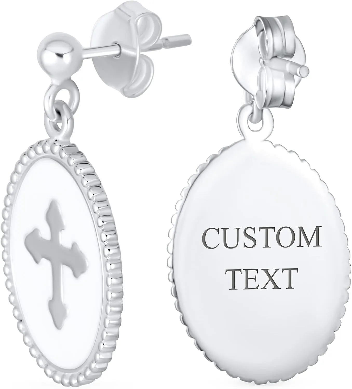 Pave Cubic Zirconia CZ Ancient Religious Masonic Knight Templar Fleur De Lis Maltese Cross Huggie Hoop Stud Earrings Pendant For Women Teens Interchangeable Charms .925 Sterling Silver