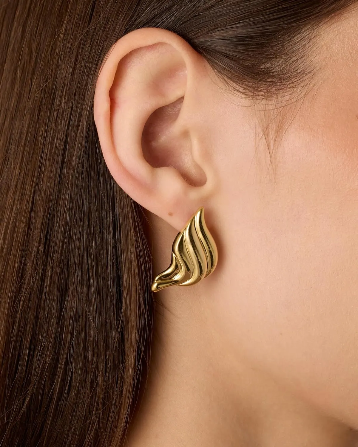 PAVOI 14K Gold Plated Chunky Vintage Earrings for Women - Trendy Textured Ribbed Knot Geometric Triangle Rope Button Seashell Wing Dangle Drop Stud Earrings Dupes