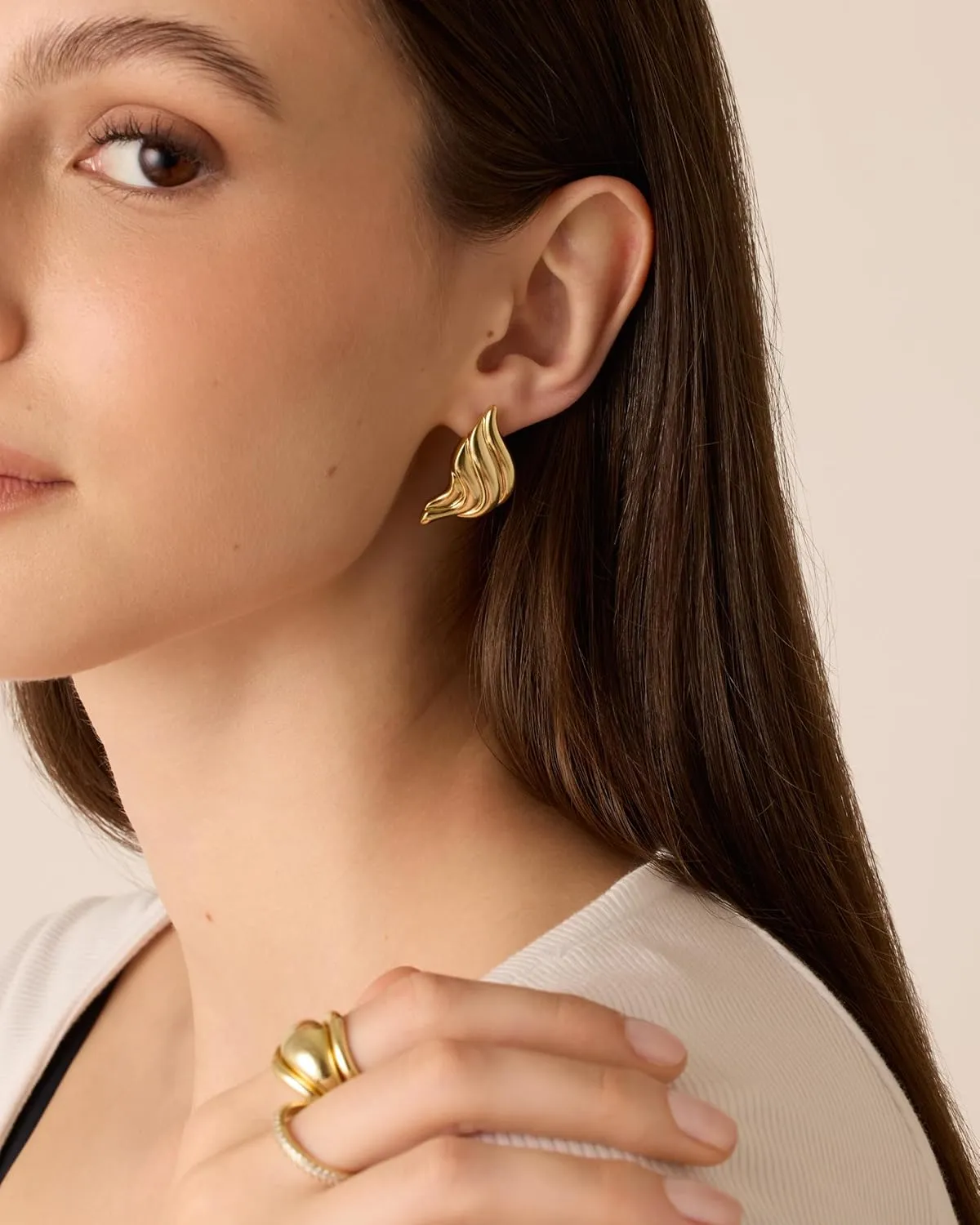 PAVOI 14K Gold Plated Chunky Vintage Earrings for Women - Trendy Textured Ribbed Knot Geometric Triangle Rope Button Seashell Wing Dangle Drop Stud Earrings Dupes