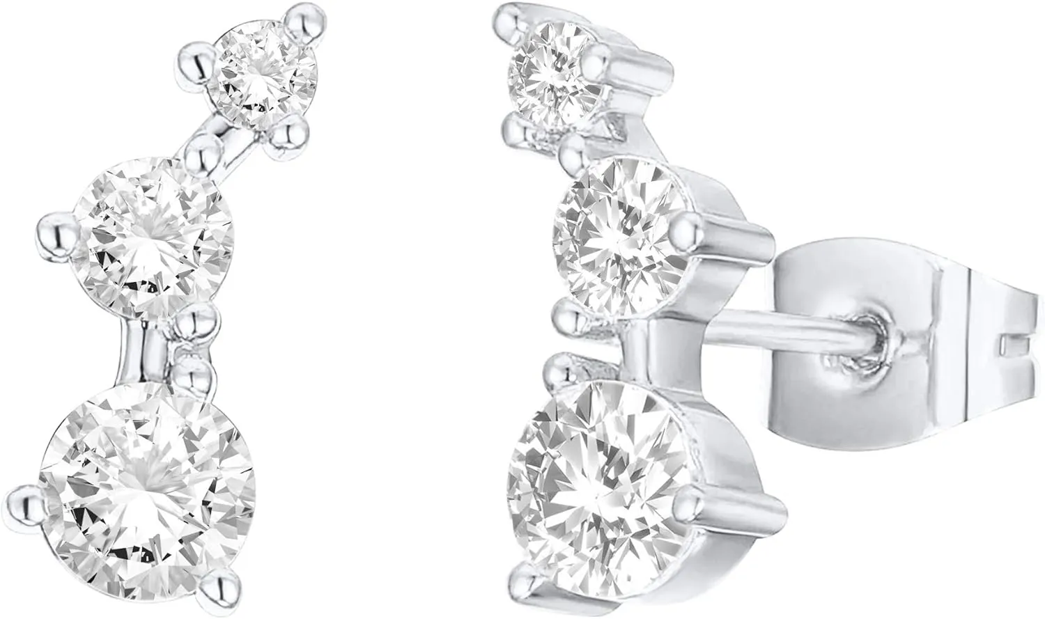 PAVOI 14K Gold Plated Cubic Zirconia Ear Crawler Earrings - Faux Diamond Arrow Ear Climber Fashion Earrings for Women