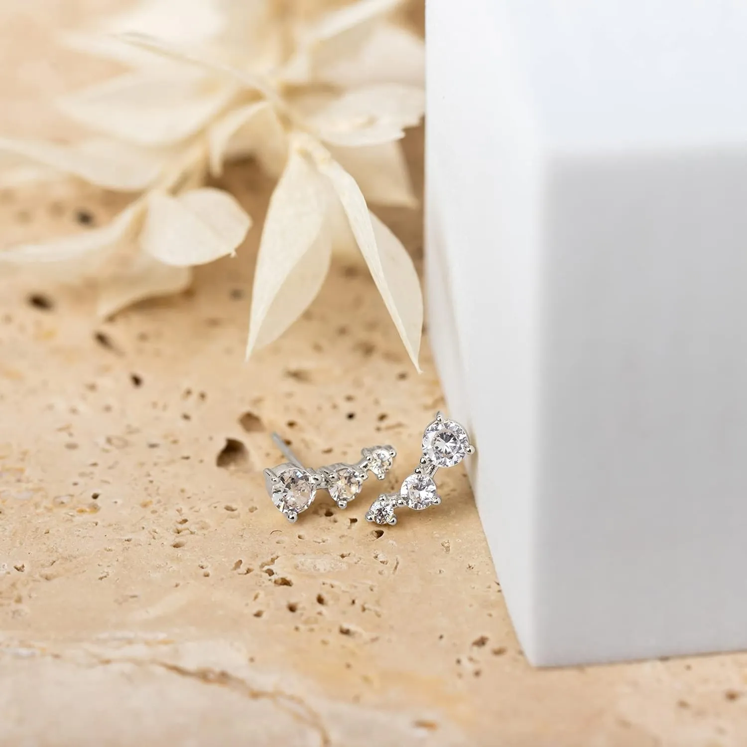 PAVOI 14K Gold Plated Cubic Zirconia Ear Crawler Earrings - Faux Diamond Arrow Ear Climber Fashion Earrings for Women