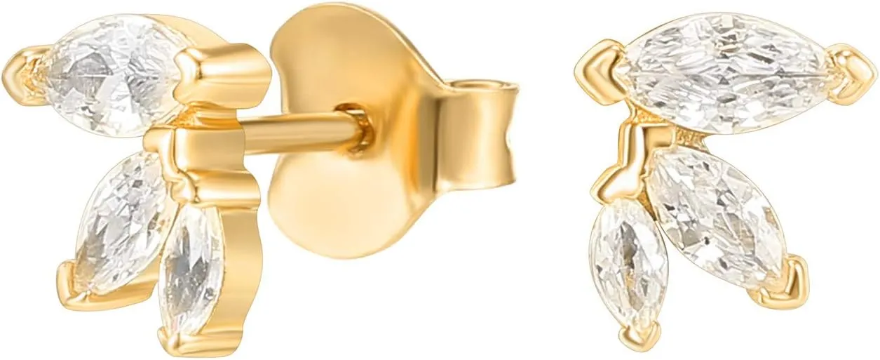 PAVOI 14K Gold Plated Sterling Silver Constellation Ear Climbers | 3 Stone Ear Crawler Earrings for Women