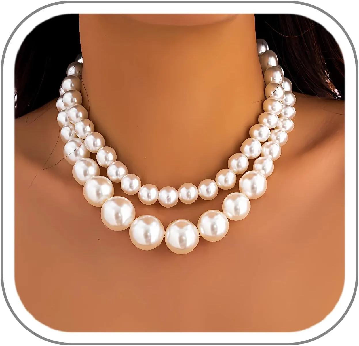 Pearl Choker Necklaces for Women Faux Pearl Necklaces Summer Layered Pearl Necklace Big Chunky Pearl Necklace Fashion Jewelry Gifts
