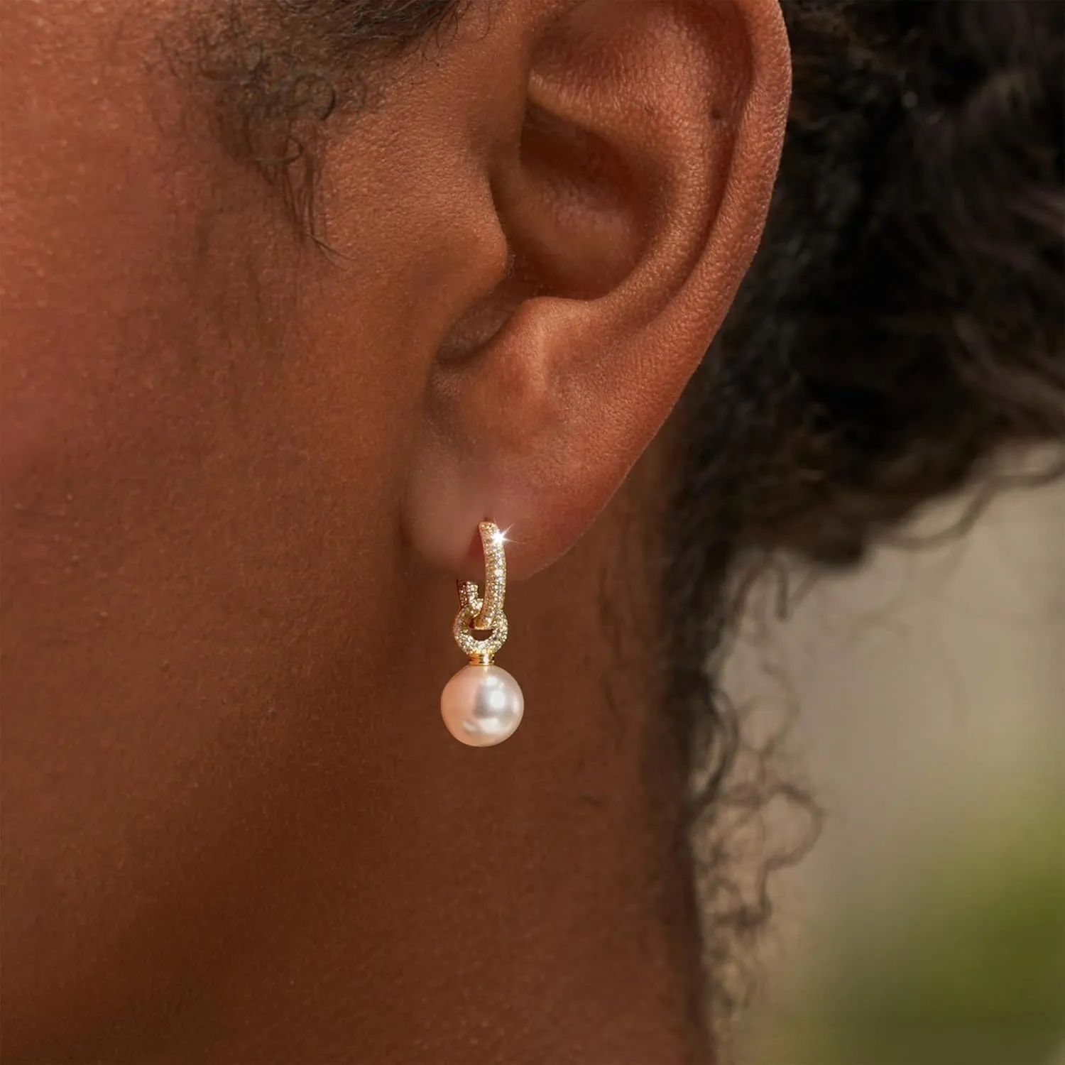 Pearl Earrings for Women, 14K Gold Plated Pearl Drop Dangle Earrings Zircon Pearl Stud Earrings Trendy Hypoallergenic Wedding Gold Hoop Earrings for Women Bridesmaid Jewelry Gift