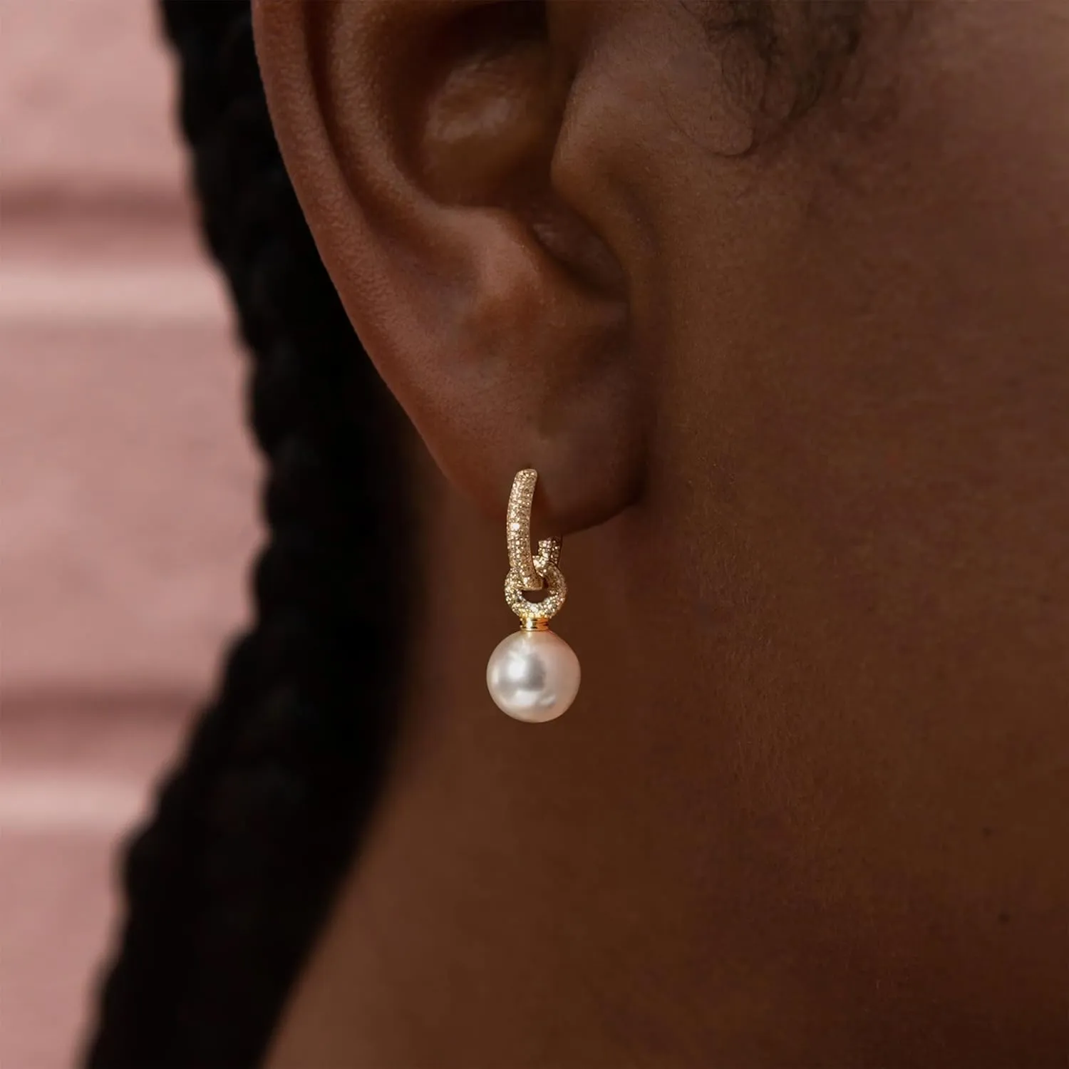 Pearl Earrings for Women, 14K Gold Plated Pearl Drop Dangle Earrings Zircon Pearl Stud Earrings Trendy Hypoallergenic Wedding Gold Hoop Earrings for Women Bridesmaid Jewelry Gift