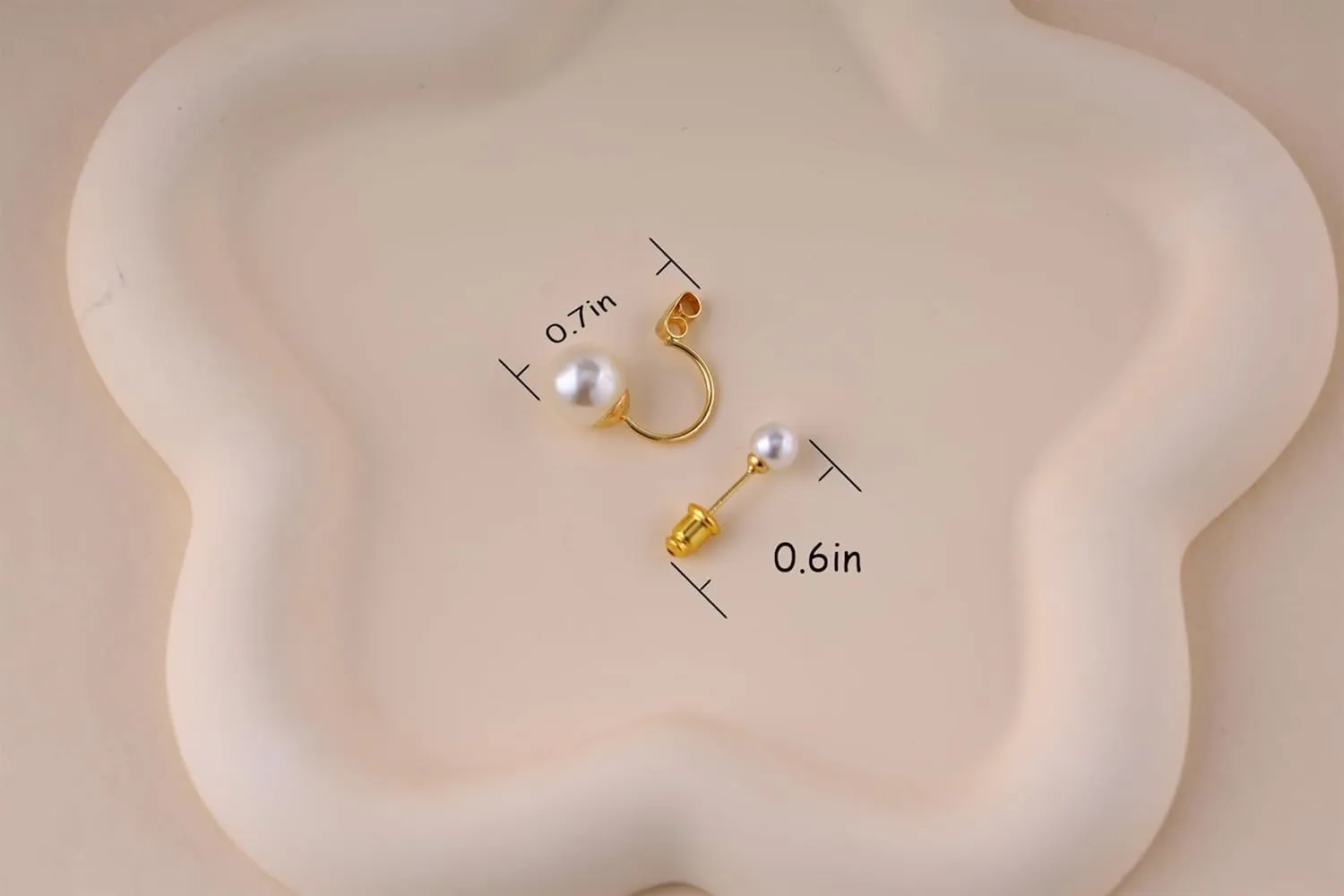 Pearl Earrings for Women, Dainty Gold Earrings 14K Gold Plated Pearl Drop Earrings Cute Pearl Hoop Earrings Hypoallergenic Dangle Pearl Earrings for Women Trendy Wedding Earrings for Brides