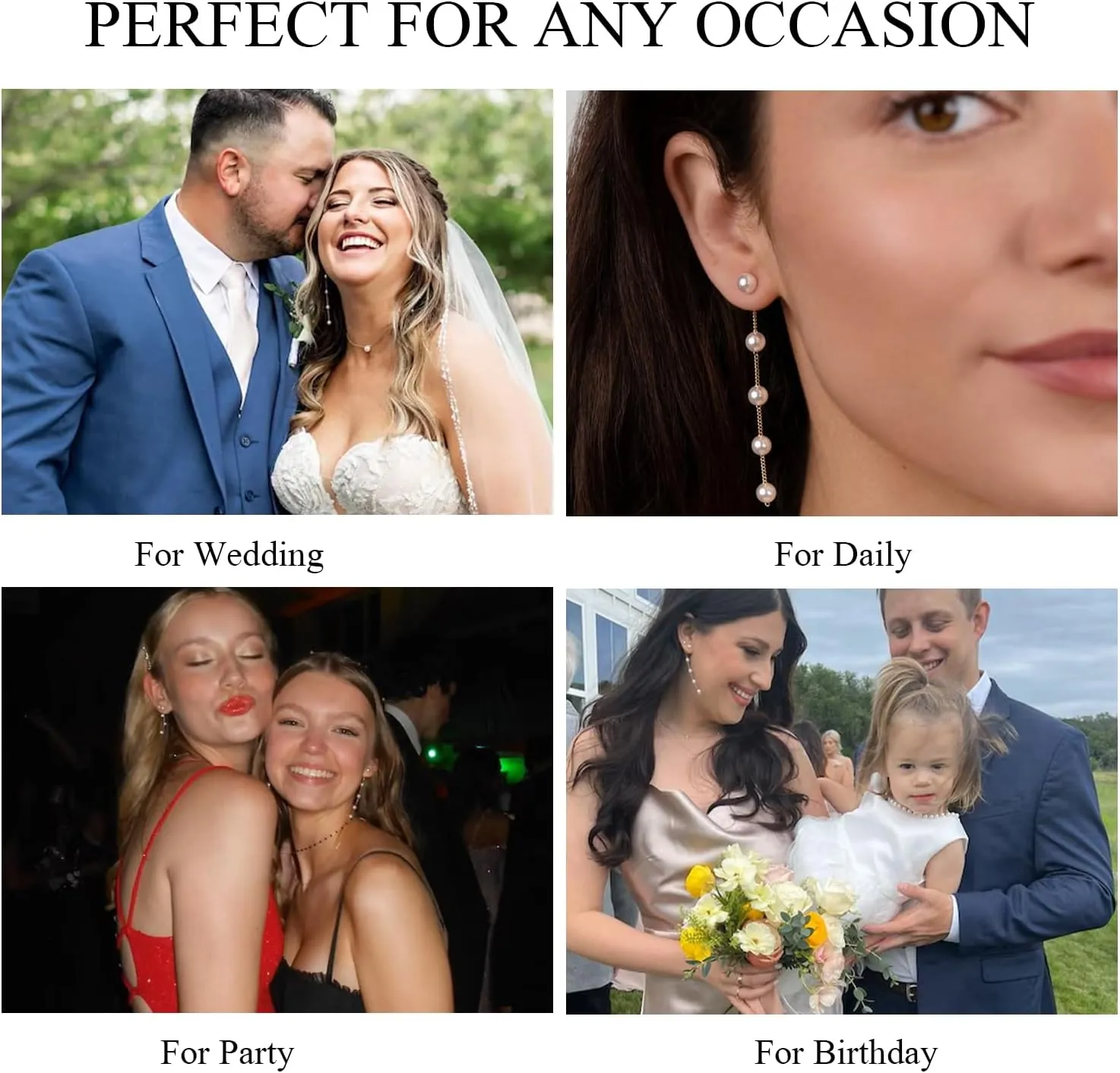 Pearl Earrings??4mm 5mm 6mm Gold/Silver Dangle Earrings for Women White Long Drop Pearl Dangling Earrings Bridal Wedding Dainty Prom Earrings Birthday Gifts Jewelry