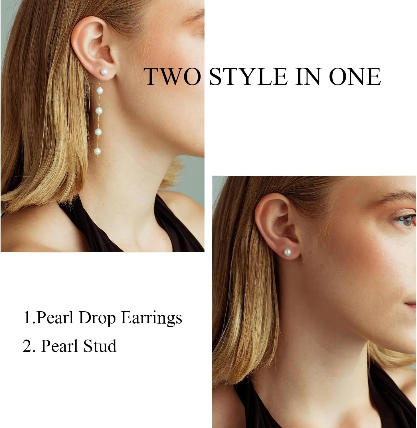 Pearl Earrings??4mm 5mm 6mm Gold/Silver Dangle Earrings for Women White Long Drop Pearl Dangling Earrings Bridal Wedding Dainty Prom Earrings Birthday Gifts Jewelry