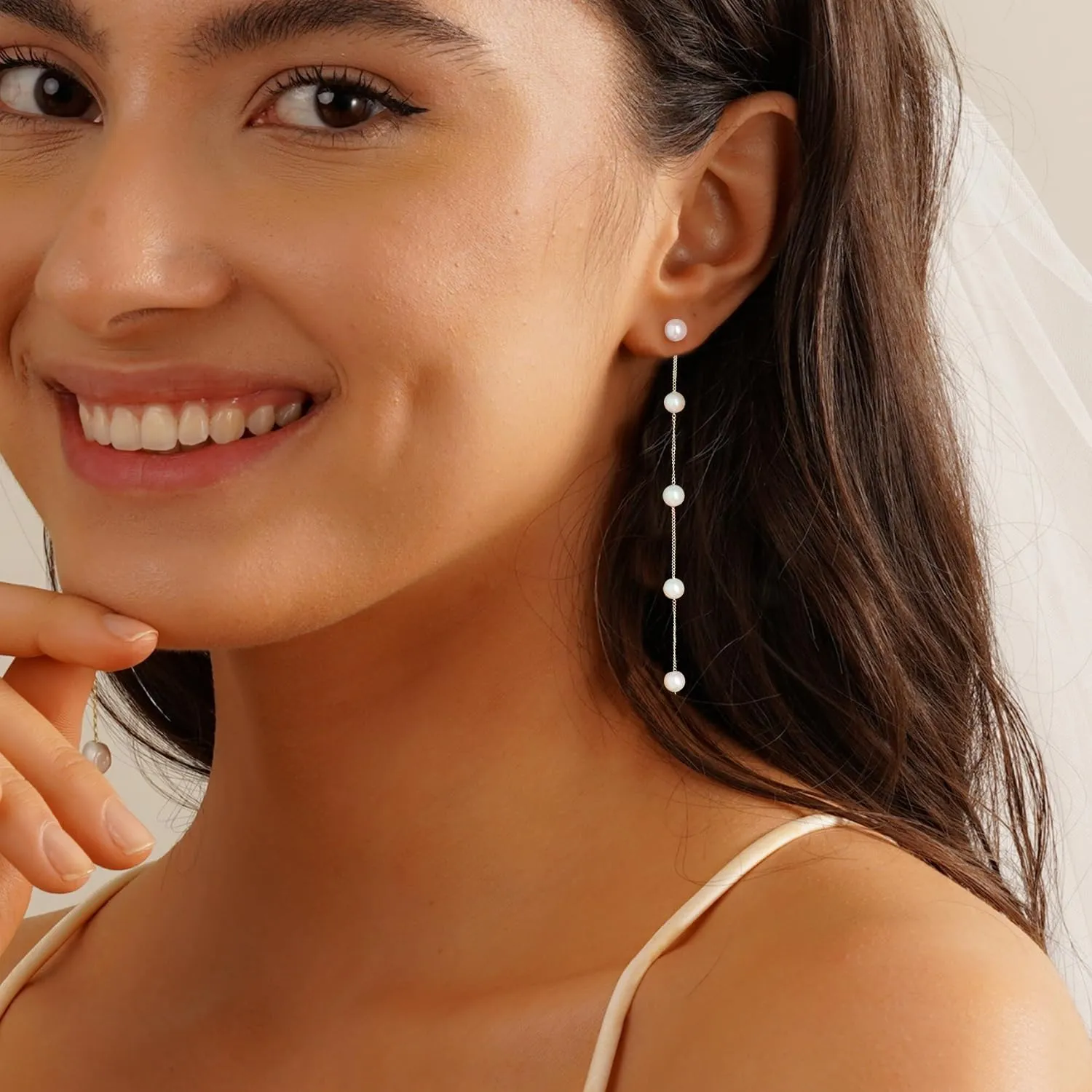 Pearl Earrings??4mm 5mm 6mm Gold/Silver Dangle Earrings for Women White Long Drop Pearl Dangling Earrings Bridal Wedding Dainty Prom Earrings Birthday Gifts Jewelry