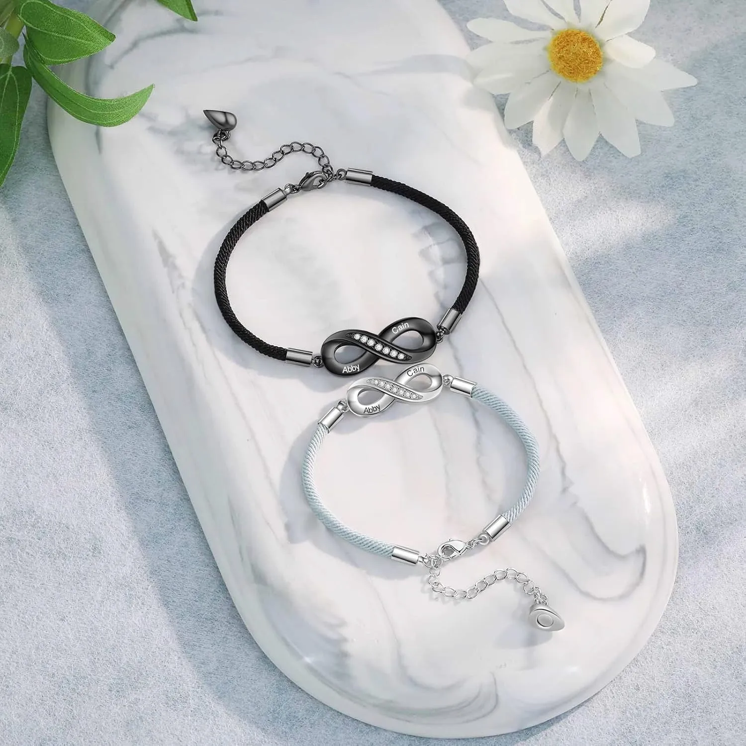 Personalized Infinity Bracelets for Women Men Couples Custom Name Matching Couples Bracelets for Boyfriend Girlfriend Promise BFF Bracelets for 2