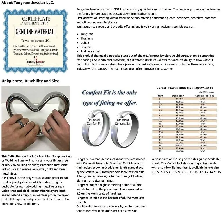 Personalized Laser Engraving Ring for Men and Ring for Women Tungsten Band Rings 8mm High Polished Black IP Plated Beveled Edge Wedding Band Ring Ideal Rings for Couples