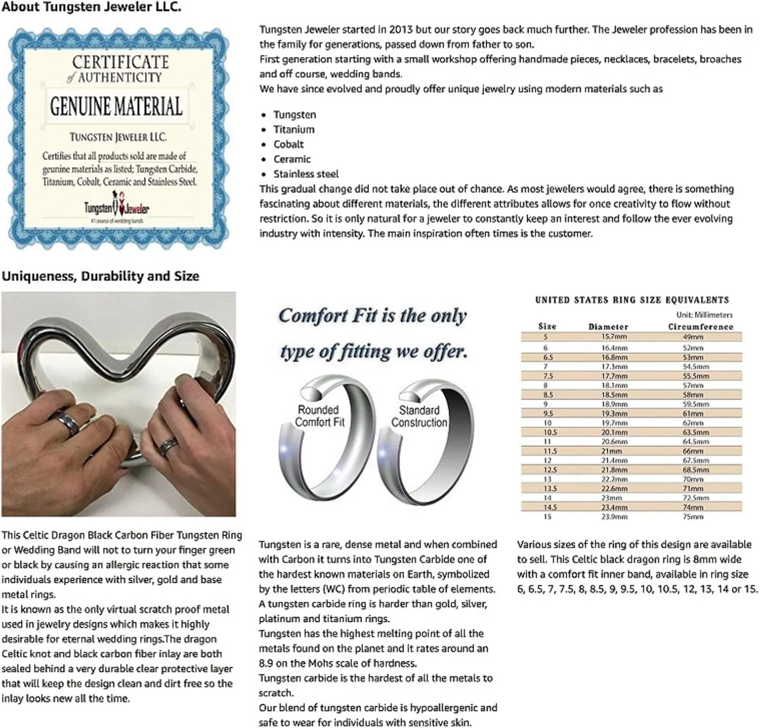 Personalized laser engraving Ring for Men and Ring for Women tungsten Band Rings 9mm Black IP Plated High Polished Laser Engraved Celtic Knot Pattern Wedding Band Ring Ideal Rings for couples