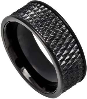 Personalized laser engraving Ring for Men and Ring for Women tungsten Band Rings 9mm Black IP Plated Parallelogram Design Center with Straight Edges Wedding Band Ring Ideal Rings for couples