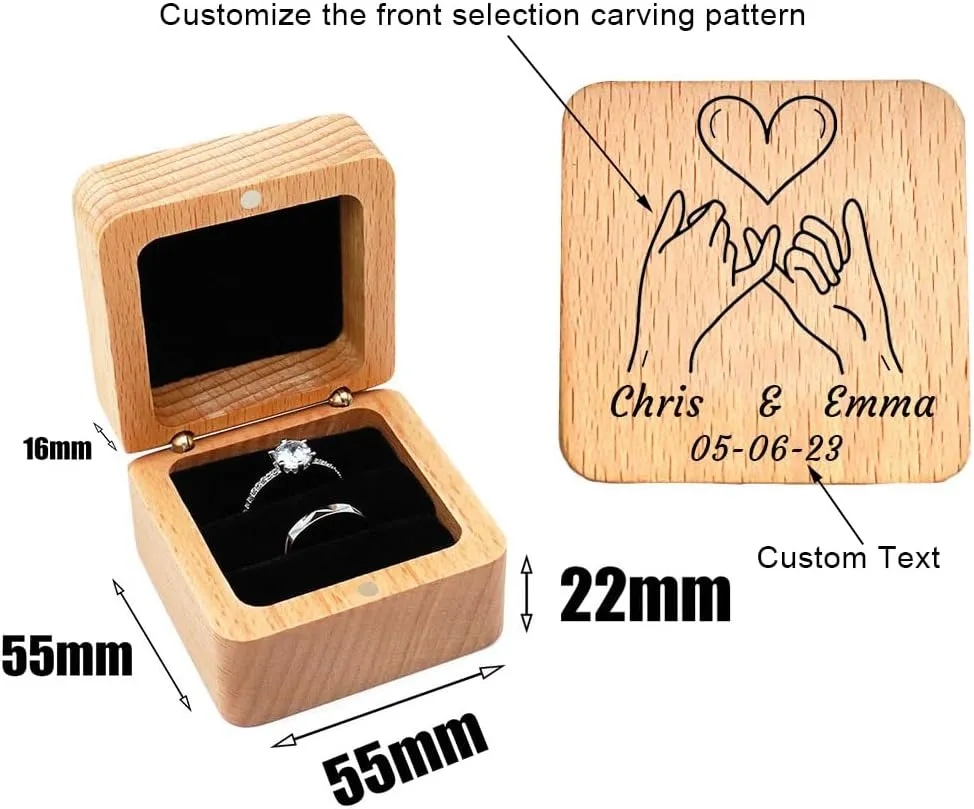 Personalized Matching Heart Wedding Rings Set - Him & Her Promise Rings with Names Engraved