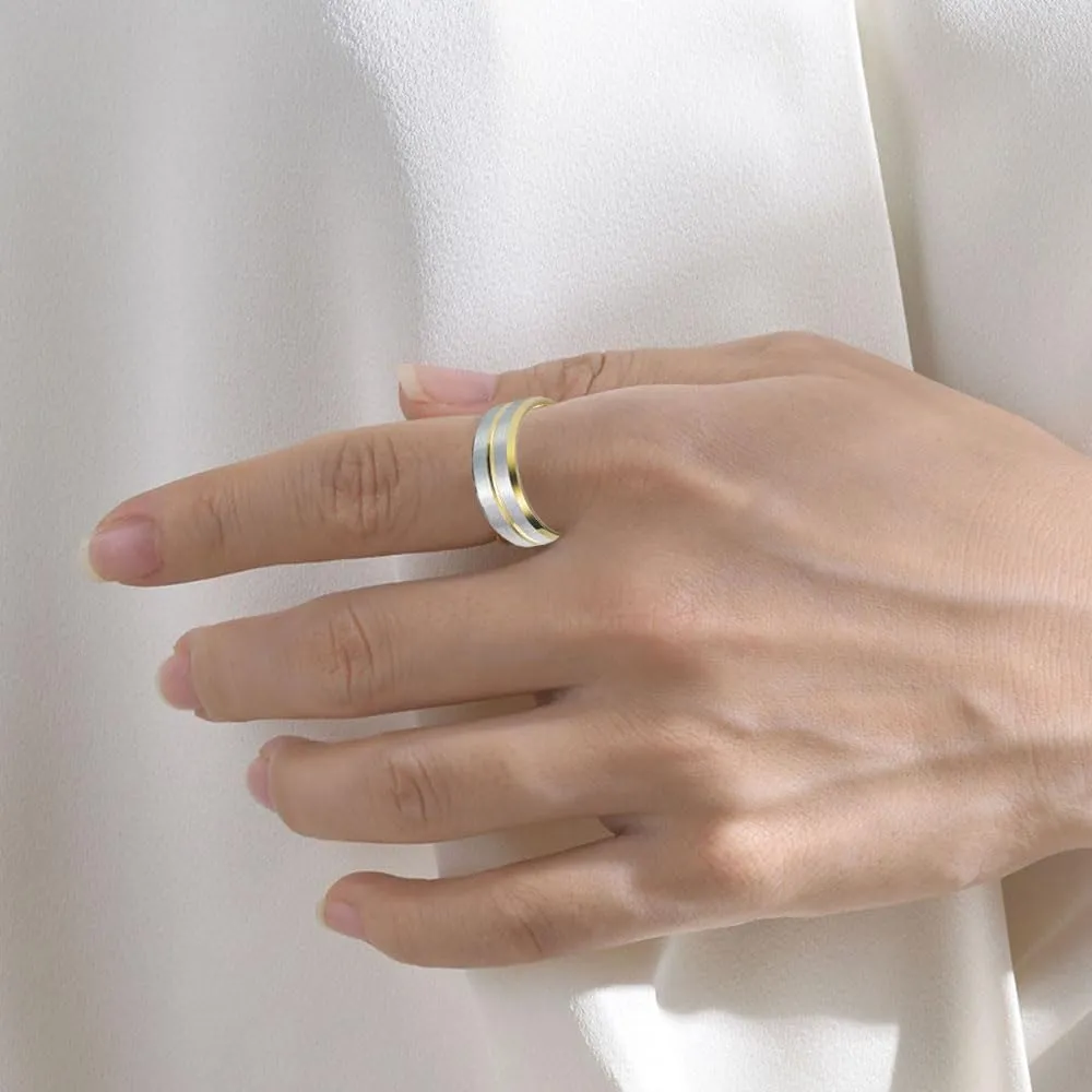 Personalized Matching Heart Wedding Rings Set - Him & Her Promise Rings with Names Engraved