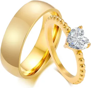 Personalized Rings for Couples, 2 PCS Rings Set with Names Engraved, Customized Rings for Him and Her Wedding Bands Engagement Rings Promise Rings (C10)