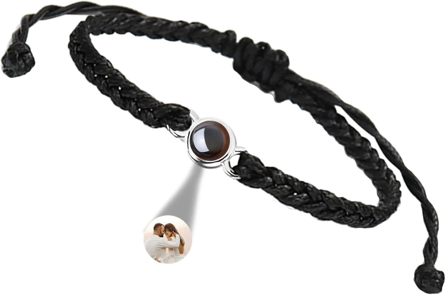 Photo Bracelet With Heart Shape Pendant - Customized Picture Projection for Birthday, Anniversary, Mother's Day, Memorial Gifts - Personalized Inside