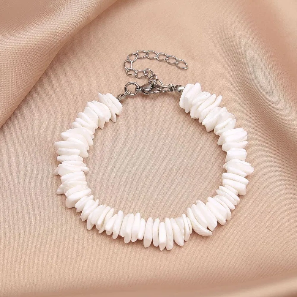 Pingyongchang Summer Beach Puka Shell Bracelets Hawaiian Bracelets Seashell Ornament Bracelets/Necklaces The Best Summer Gift for Man Woman Teenager