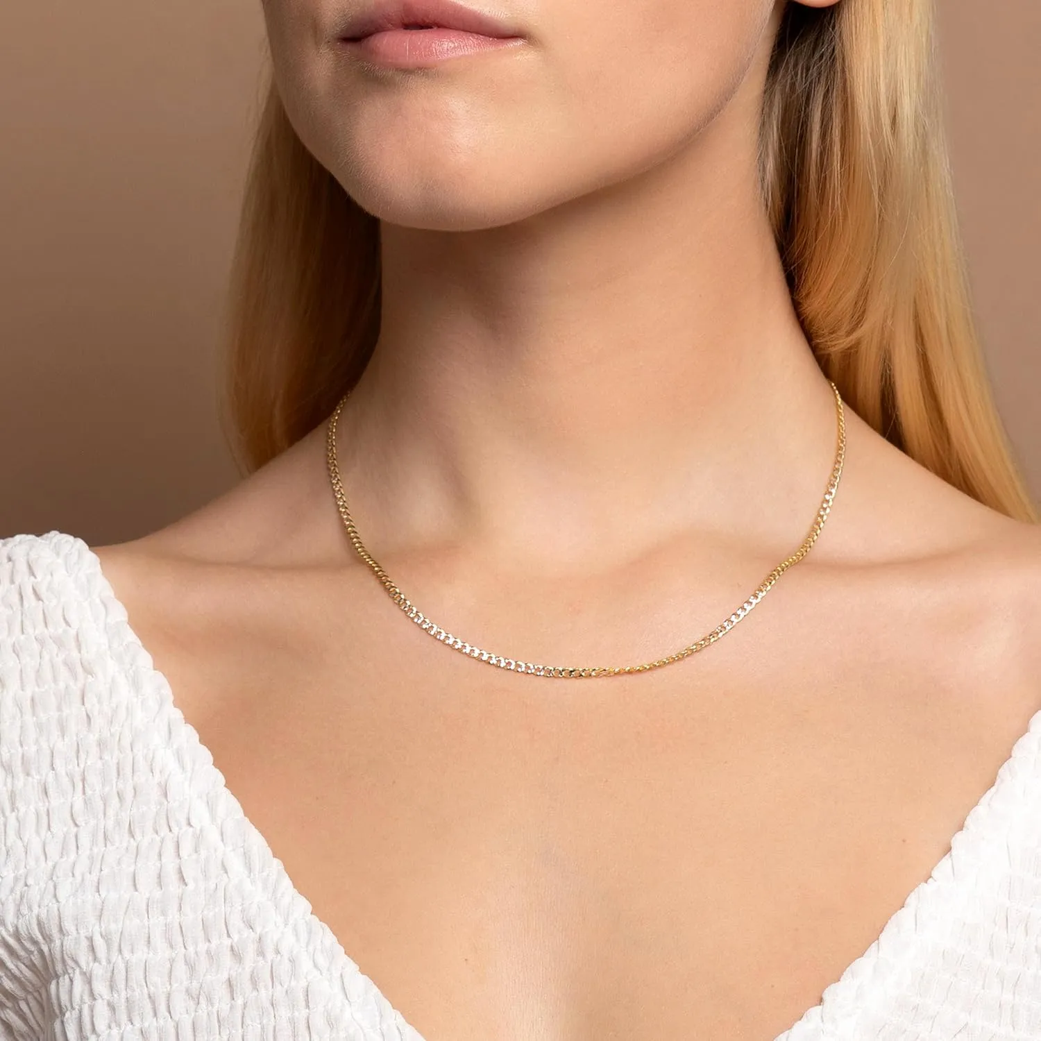 PORI JEWELERS 18K Gold Over Solid 925 Sterling Silver Two Tone Diamond Cut Cuban Chain-3mm, 4mm. 4.5mm, 5mm, 7mm, 8mm, 9mm- For Men and Women- Made in Italy