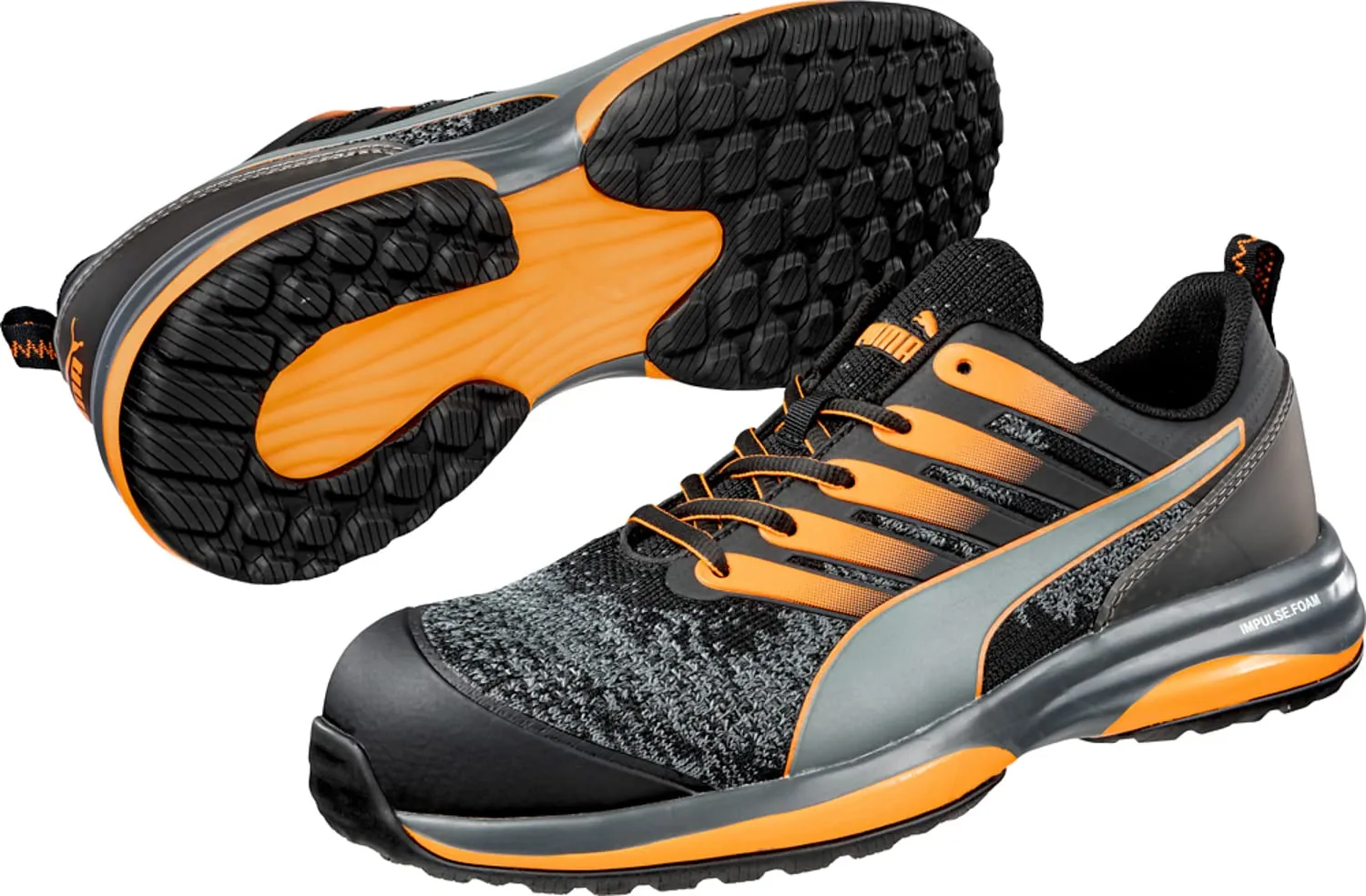PUMA Men's Charge Industrial Shoe, Black-Orange Eh, 11
