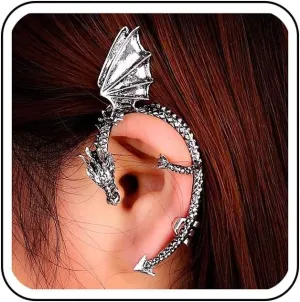 Punk Dragon Cuff Earring Gold Dragon Wrap Earrings Vintage Dragon Cuff Crawler Wrap Earrings Metal Dragon Wrap Climber Earrings Statement Animal Cuff Clip Earrings for Women