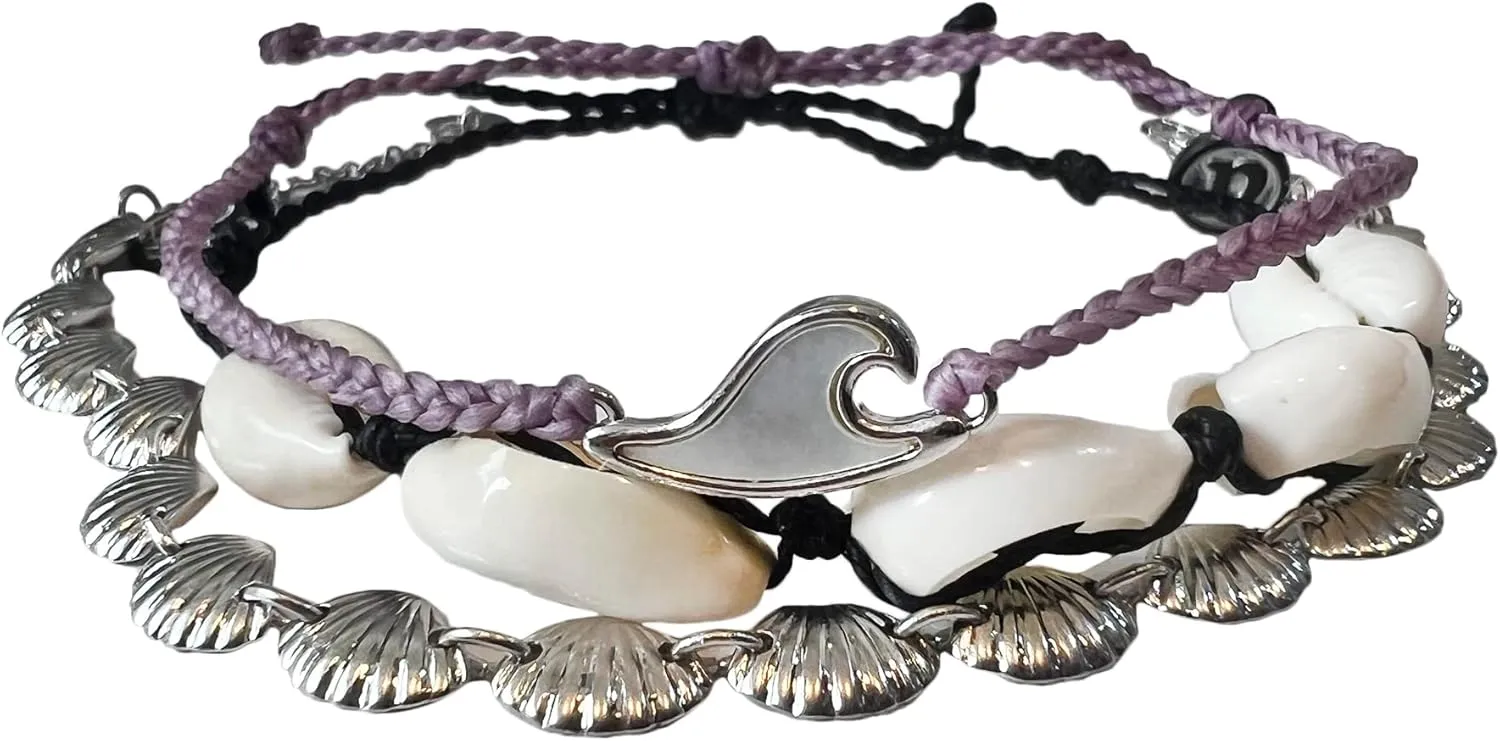 Pura Vida Bracelets Pack Dark Knotted Wave Chain Bracelet Stack - Set of 3 Stackable Bracelets for Women, Summer Accessories & Cute Bracelets - 1 Chain Bracelet & 2 String Bracelets