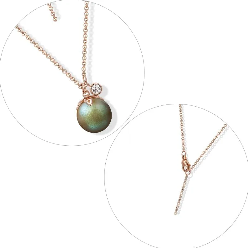 Retro Green Imitation Pearl Stainless Steel Jewelry Set - Necklace, Earrings, Bracelet