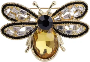 Rhinestone Honey Bee Brooch Pin for Women Men Fashion Unique Gold Plated Vintage Insect Cute Animal Bumblebee Brooch Collar Pin Lucky Decoration Clothing Accessories Birthday Holiday Jewelry Gift