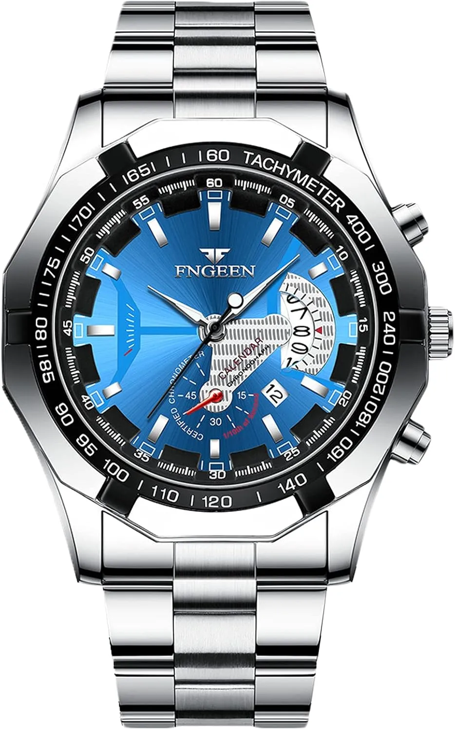 RORIOS Classic Men's Luminous Watch Analogue Quartz Watches with Stainless Steel Strap Business Wrist Watch