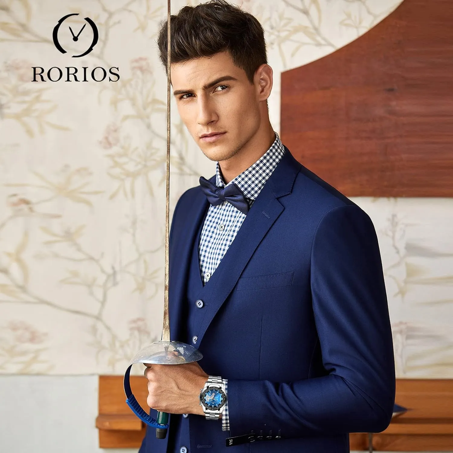 RORIOS Classic Men's Luminous Watch Analogue Quartz Watches with Stainless Steel Strap Business Wrist Watch
