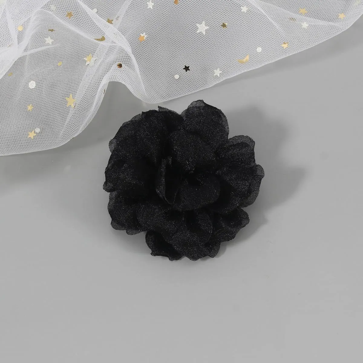 Rose Flower Brooch and Pin With Hair Clip | Black Lapel Pin for Women | Hat Pin | Flower Hair Clip, 3.1 Inches