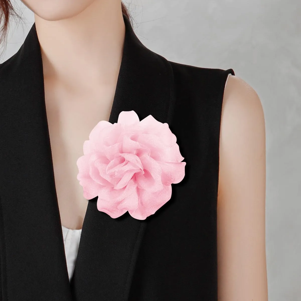Rose Flower Brooches and Clips for Women | Pink Hair Clips & Flower Pins | Lapel & Hat Pins, 4.3 Inches, Light Pink